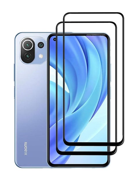 2 Pieces Tempered Glass Screen Protector 5D Designed For Xiaomi Mi 11 Lite Full Glue Edge to Edge Full Screen Coverage And Bubble Free