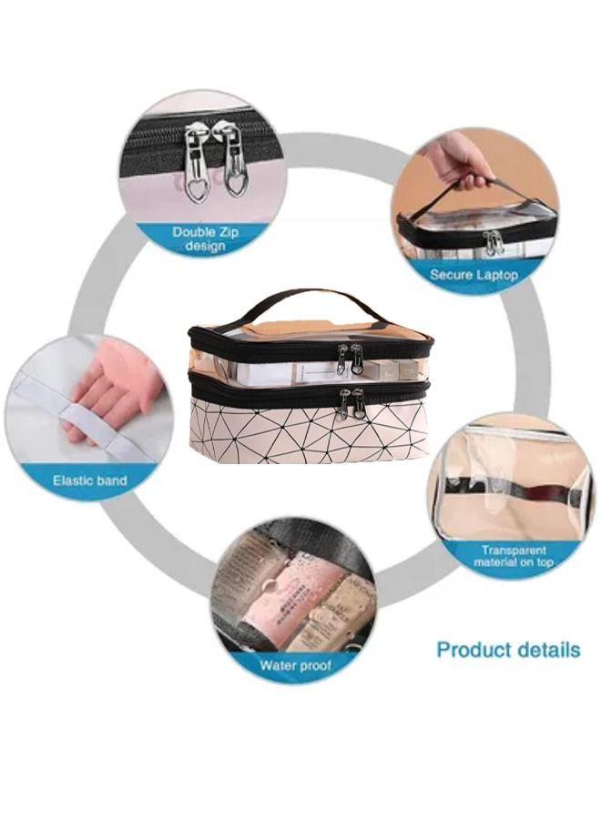 إن كي أكس حقيبة مكياج شفافة مزدوجة الطبقات محمولة - Image 2