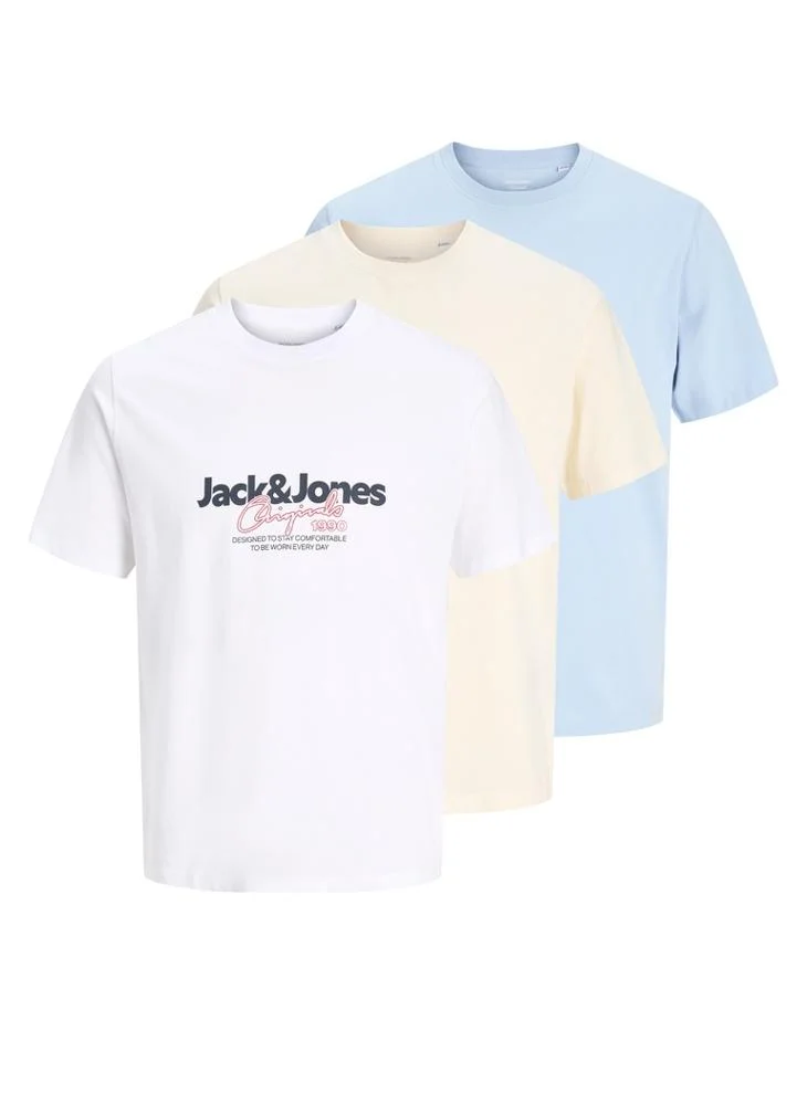 JACK & JONES 3 Pack Logo Regular Fit T-Shirt