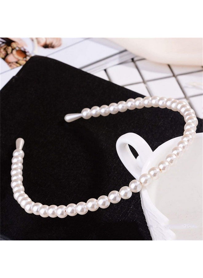 Aoxmas - 2Pcs Simple Design Pearl Headbands For Women Wedding Party Bridal Hair Hoop Elegant Hair Hoop - Image 1