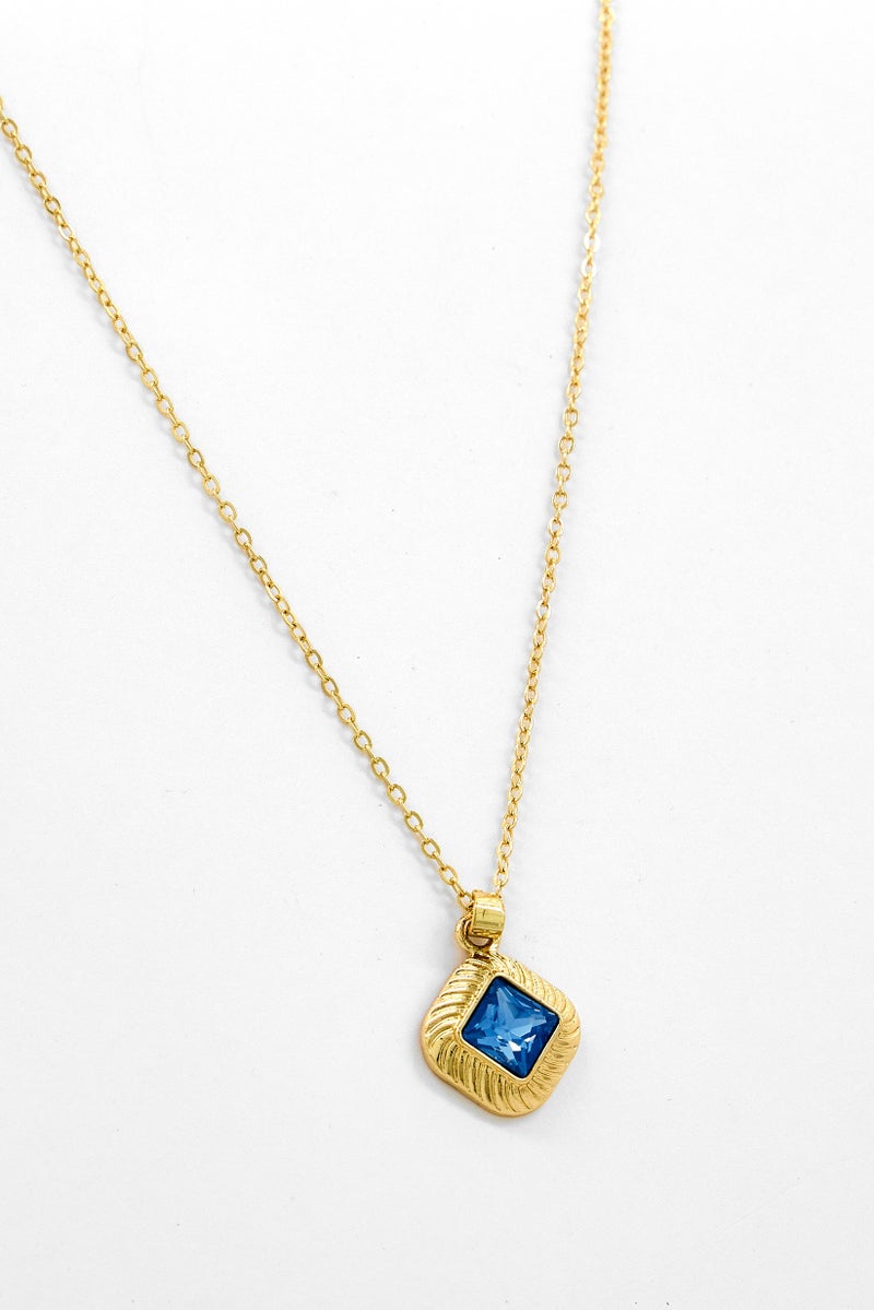 Caracol Women Stainless Steel Crystal Pendant Necklace, Gold  - Image 1