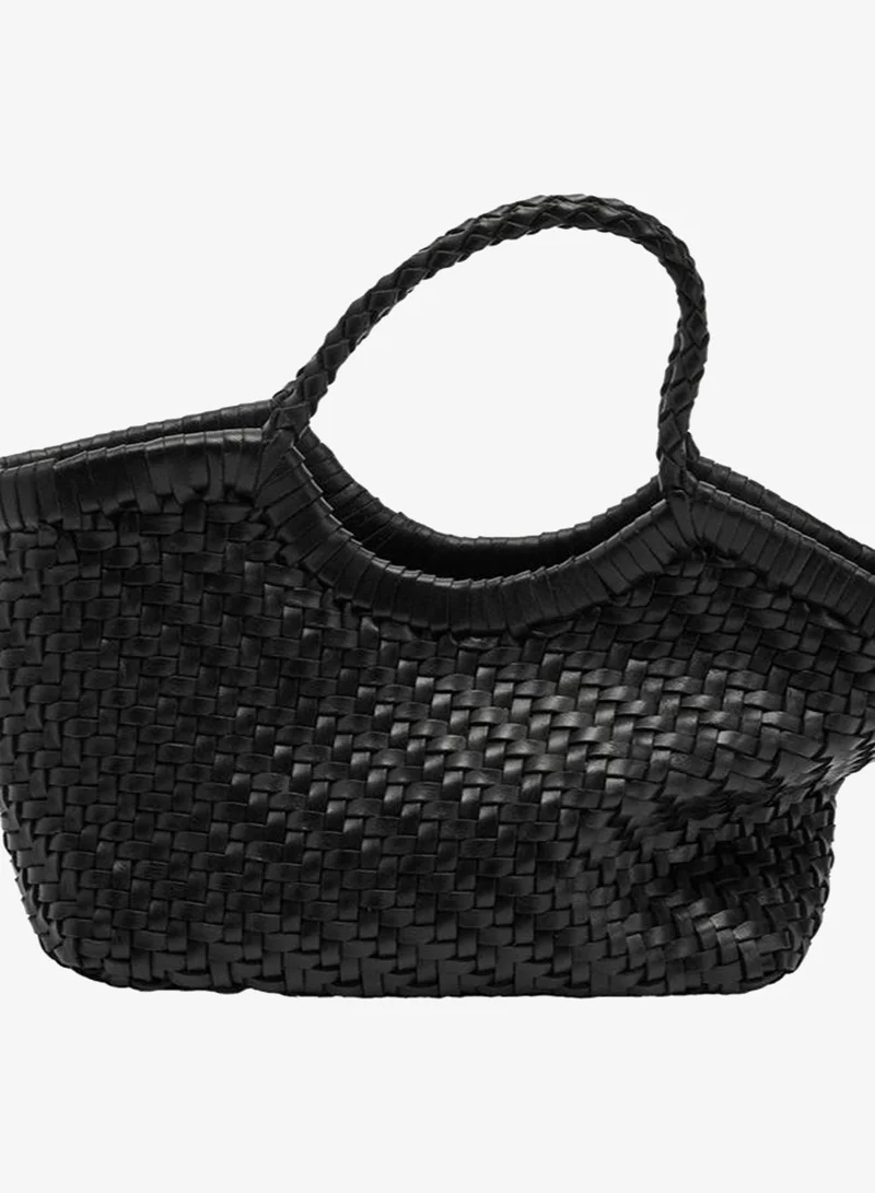 Parfois Black Tote Bag With Braided Leather for Women | Best Price UAE