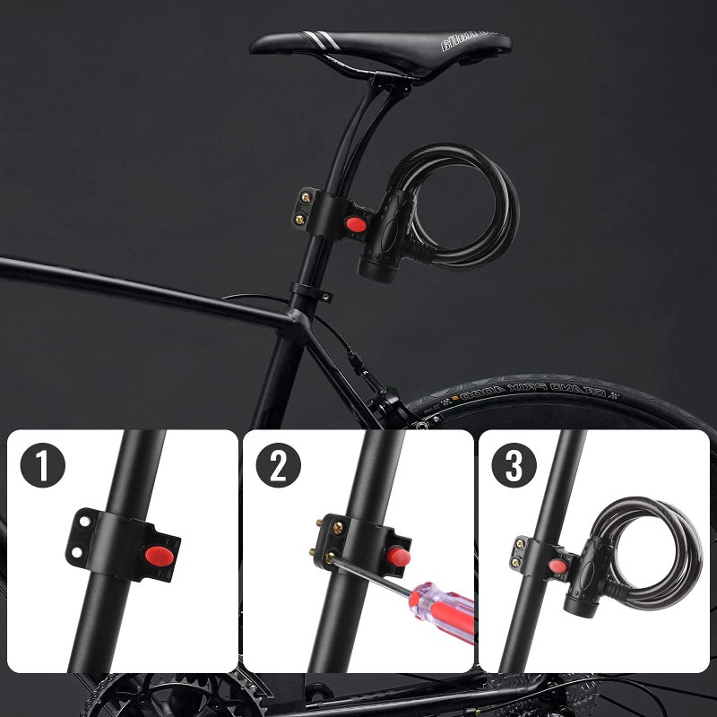 Diyife Bike Lock, [4ft/1.2m] Diyife Bike Cable Locks with 2 Keys, Weatherproof Heavy Duty Bicycle Lock Cable Anti-Theft Security Cable with Mounting Bracket for Motorcycle, Scooter, Ebike - Image 5