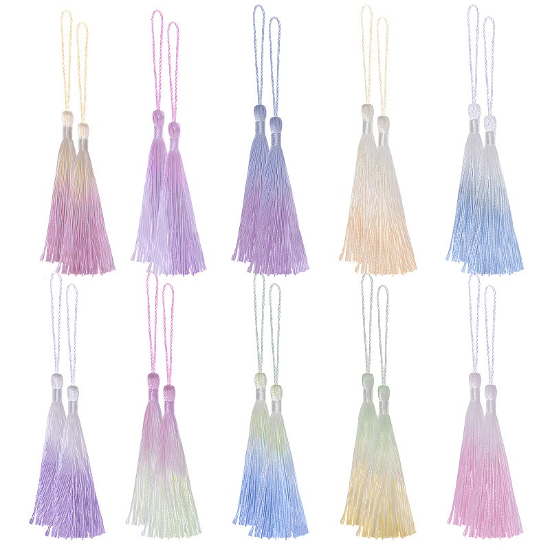 VAPKER 20pcs Mini Tassels 5Inch Silky Handmade Soft Tassels with Cord Loop for Bookmarks Crafts and Jewelry Making DIY Craft 10 Colors
