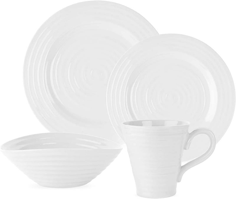 Portmeirion Sophie Conran White 4 Piece Place Setting | Dinner Plate, Salad Plate, Cereal Bowl, and Mug | Made from Porcelain | Microwave and Dishwasher Safe - Image 1