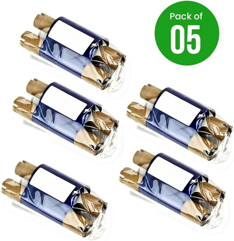 Pack of 5 – 55mmX74m Transfer Wax Ribbon for Barcode Printers with Ink | Compatible with Zebra, Eltron, Datamax & Most Thermal Printers - Image 1