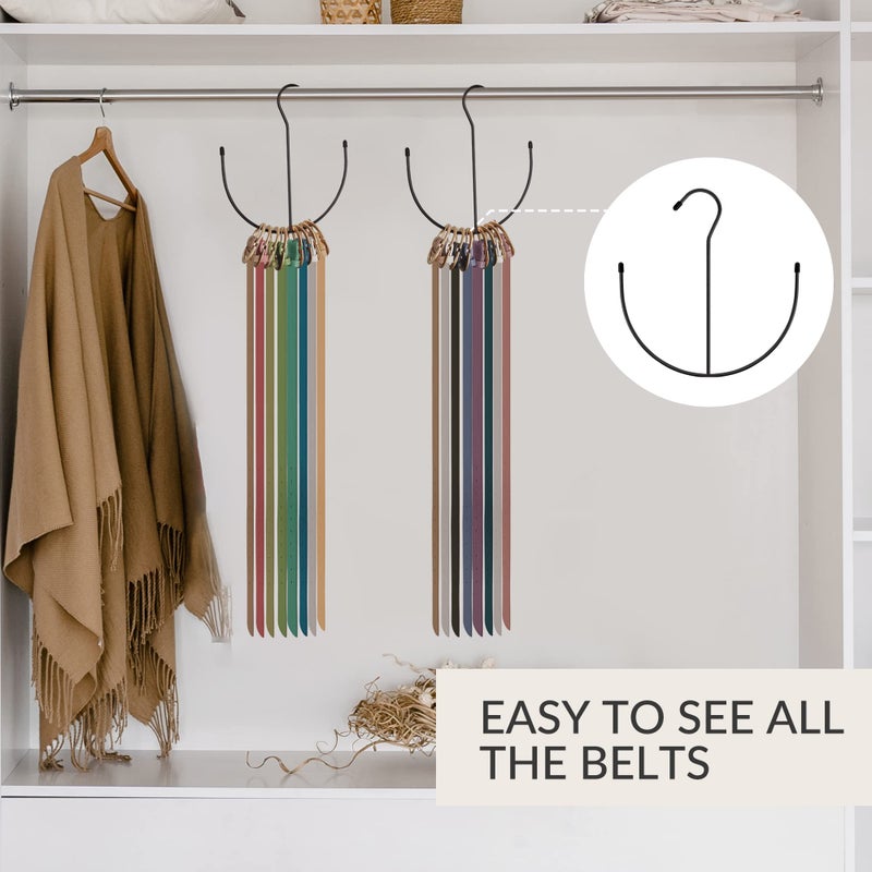 Zedodier Belt Hangers  Belt Rack 2 Pack Black Closet Accessories Organizers  Closet Organizer Hook Rack For Belt  Ties  Scarves  Camisoles  Hats  Bras  Shoes - Image 5