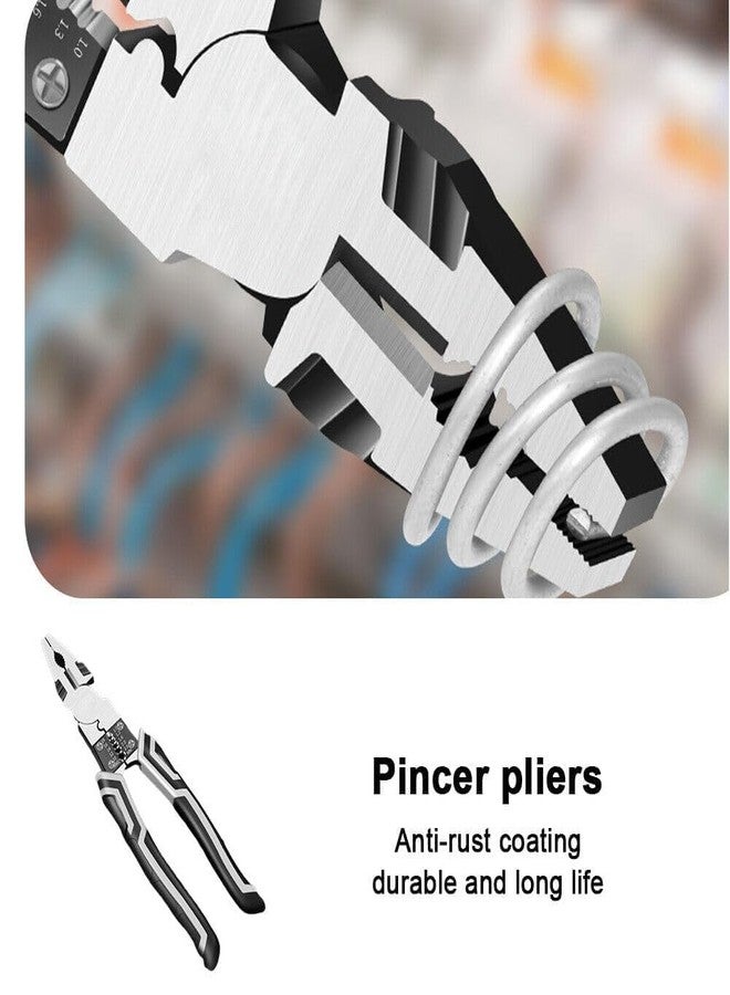 سيميكسيسن كماشة سيمكسن متعددة الأغراض 5 في 1 لعمال الخطوط الكهربائية/كماشة القطع مع وظيفة الإمساك، ومفتاح الربط، وقاطع الأسلاك، وأداة التجعيد، ووظيفة تجريد الأسلاك (فولاذ كروم فاناديوم مطروق، فضي) - Image 5