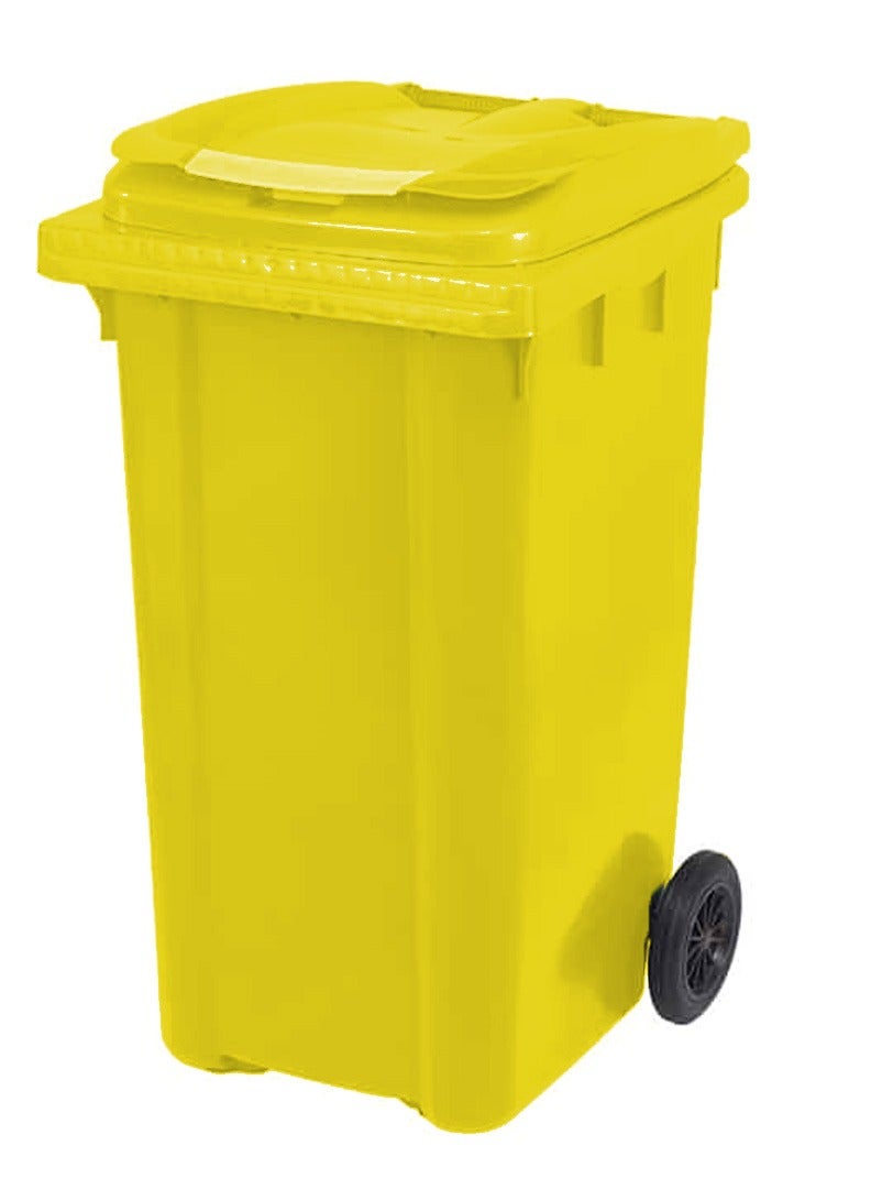 حلول أخلاقية Wheelie Bin with Pedal 240 Litre - Heavy Duty Kitchen Plastic Garbage Bin Dust Bin Outdoor Bucket Trash Can Large Industrial Waste bin Trash bin (YELLOW)  - Image 4