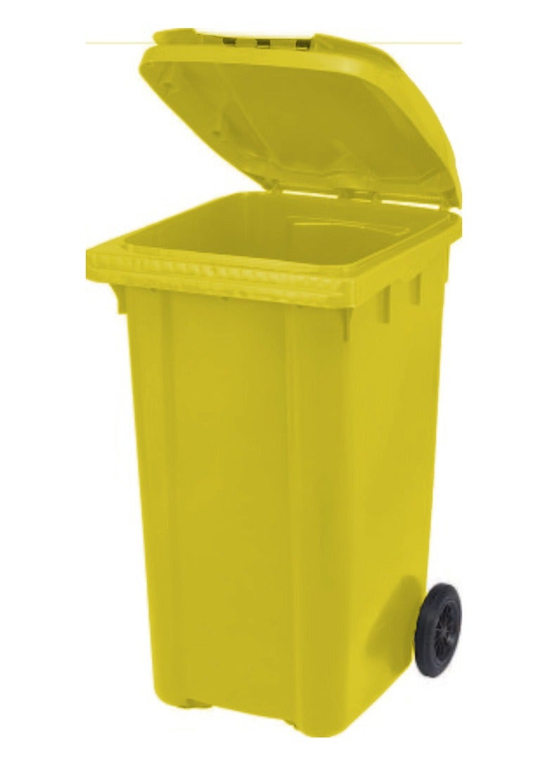 حلول أخلاقية Wheelie Bin with Pedal 240 Litre - Heavy Duty Kitchen Plastic Garbage Bin Dust Bin Outdoor Bucket Trash Can Large Industrial Waste bin Trash bin (YELLOW)  - Image 1