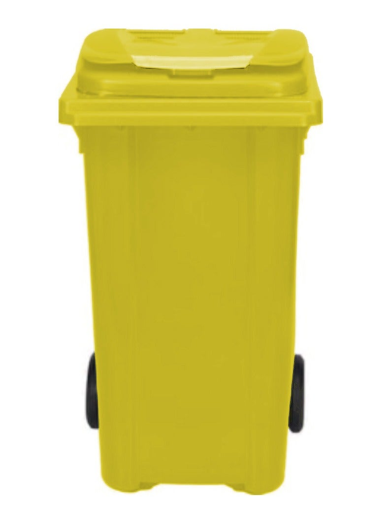 حلول أخلاقية Wheelie Bin with Pedal 240 Litre - Heavy Duty Kitchen Plastic Garbage Bin Dust Bin Outdoor Bucket Trash Can Large Industrial Waste bin Trash bin (YELLOW)  - Image 2