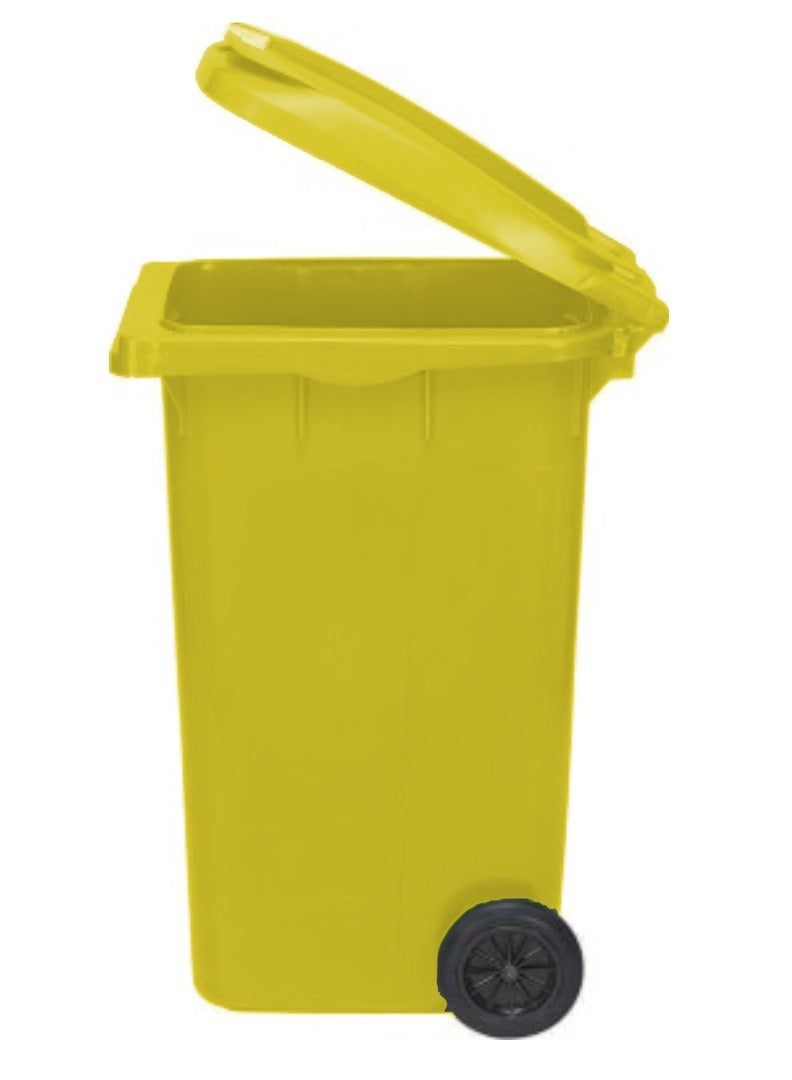 حلول أخلاقية Wheelie Bin with Pedal 240 Litre - Heavy Duty Kitchen Plastic Garbage Bin Dust Bin Outdoor Bucket Trash Can Large Industrial Waste bin Trash bin (YELLOW)  - Image 3