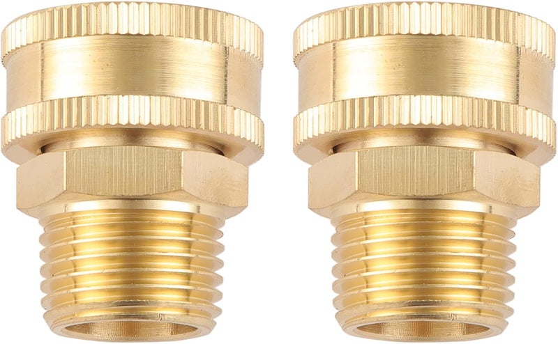 Sanpaint محول خرطوم حديقة 2 عبوة، 1/2" NPT إلى 3/4" GHT مع دوران مزدوج، محول خرطوم حديقة نحاسي، خيط خرطوم حديقة 3/4" أنثوي إلى 1/2" ذكر، مع 2 غسالة إضافية. - Image 4