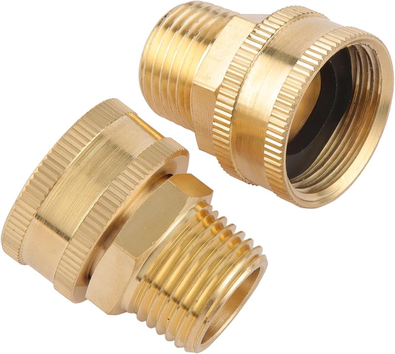 Sanpaint محول خرطوم حديقة 2 عبوة، 1/2" NPT إلى 3/4" GHT مع دوران مزدوج، محول خرطوم حديقة نحاسي، خيط خرطوم حديقة 3/4" أنثوي إلى 1/2" ذكر، مع 2 غسالة إضافية. - Image 5