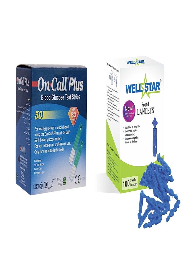 WELLSTAR إبر قياس السكر الدائرية من ويلستار مع 50 شريط اختبار أونكول بلس - Image 1
