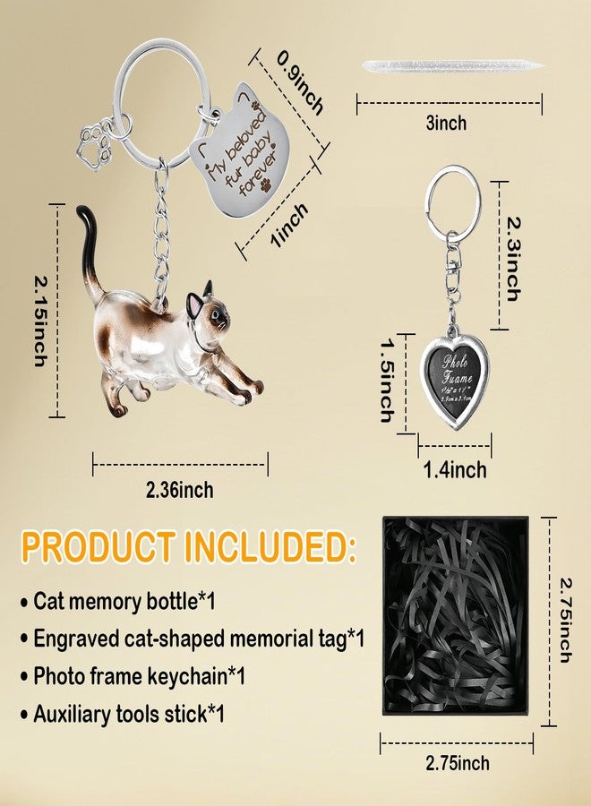 howaukf 1 Set Cat Hair Storage and Photo Frame Keychain, Pet Fur Keychain, Memory Locket, Pet Hair Memorial Keepsake, Cat Lover Collecting Gift (Siamese Style) - Image 4
