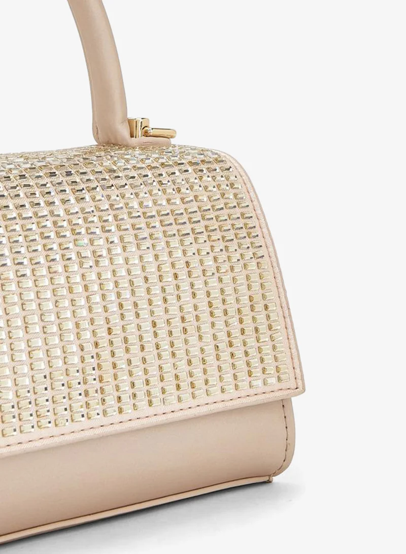 Flora Bella By Shoexpress PINK Embellished Satchel Bag With Detachable Strap for Women | Best Price UAE