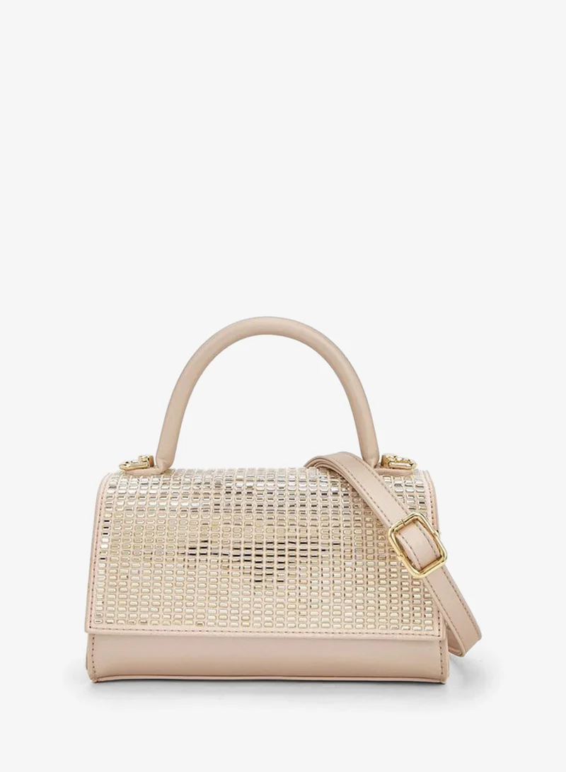 Embellished Satchel Bag With Detachable Strap