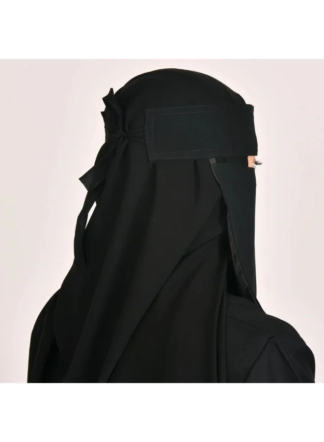 عبايات لمحة نقاب قصير بمطاط مائل مبطن بحرير مع ربطة اغلاق