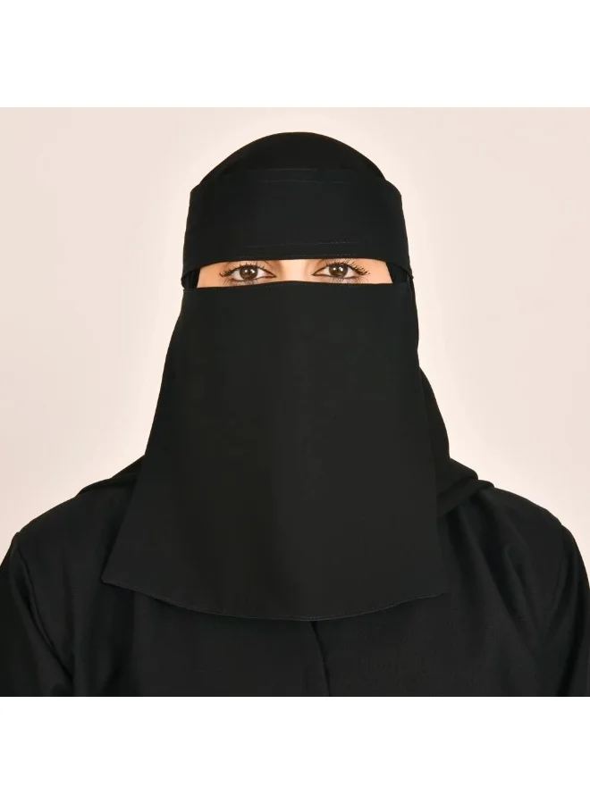 عبايات لمحة نقاب قصير بمطاط مائل مبطن بحرير مع ربطة اغلاق