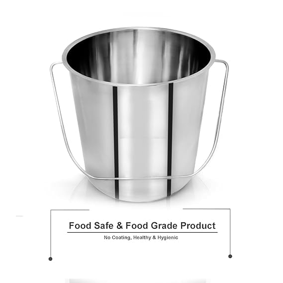 VOMI balti Bucket Stainless Steel Non Joint Leak Proof Bucket Silver Balti 7 Litter - Image 2