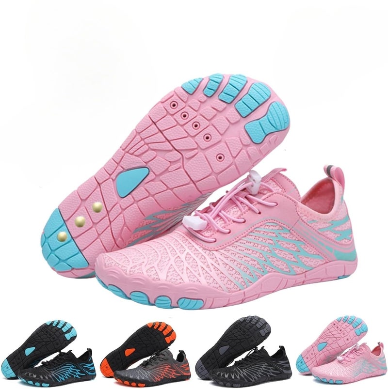ELETON Hike Barefoot Shoes Womens Men Footwear,Pro-Healthy&Non-Slip Water Shoe for Women Men, Wide Toe Running Shoes Boots Sneakers Unisex Pink - Image 1