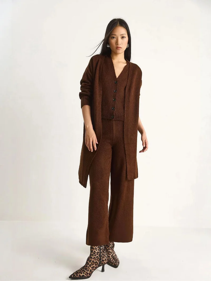 بيانكو لوتشي LUCCI Knit Cardigan-Vest-Pants Three-Piece Coord Set