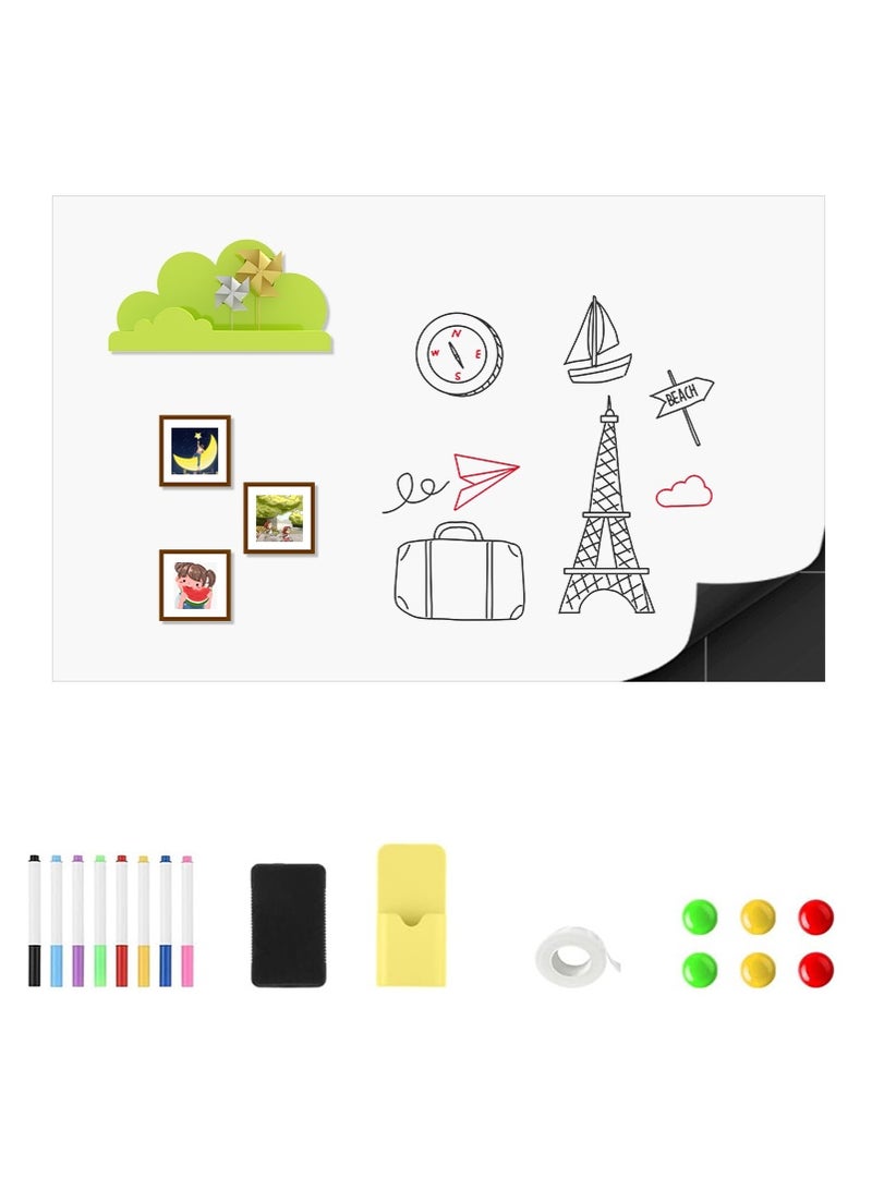 VUCATIN PVE Removable Soft Whiteboard Wall Sticker - Magnetic Drawing Board for Kids & Home, Office Meeting Memo Board with No-Residue Adhesive (90x120cm) ﻿ - Image 1