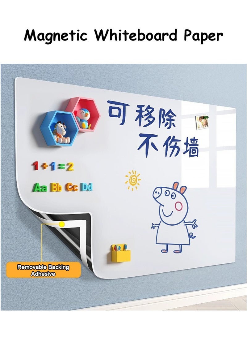 VUCATIN PVE Removable Soft Whiteboard Wall Sticker - Magnetic Drawing Board for Kids & Home, Office Meeting Memo Board with No-Residue Adhesive (90x120cm) ﻿ - Image 2