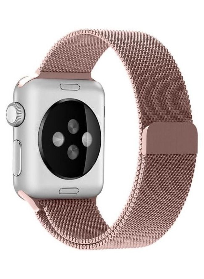 NIBEMINENT - Milanese Loop Stainless Steel Replacement Band For Apple Watch Series 7/6/SE/5/4/3/2/1 42/44/45mm Rose Gold - Image 1