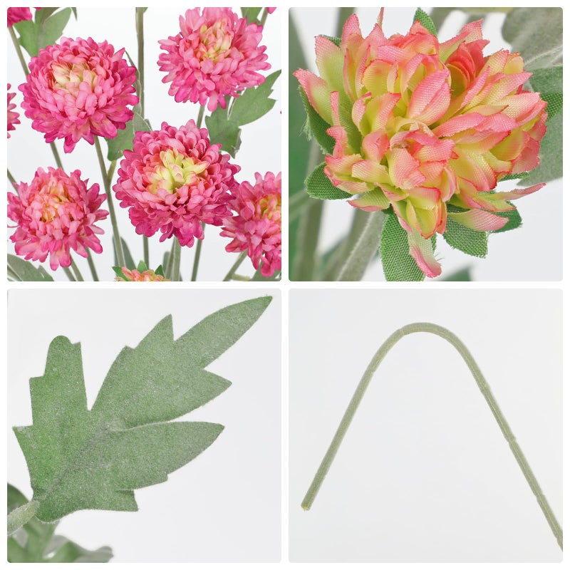 Briful 5PCS Artificial Chrysanthemum Flowers - 27.5'' Tall Faux Mums Floral Stems Pink Silk Chrysanthemums for Home Wedding Party Bouquet Arrangement Vase Centerpiece DÃ©cor - Image 3