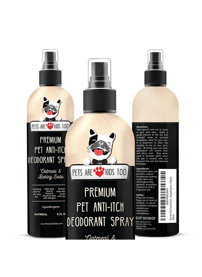 Pets Are Kids Too Soothing Anti Itch Spray For Dogs Cats  Dog Deodorant Natural Aloe Baking Soda Spray Itchy Skin Paws Pet Relief Hypoallergenic Cat Dog Products Allergy Dog Perfume  Oatmeal 8Oz  - Image 1