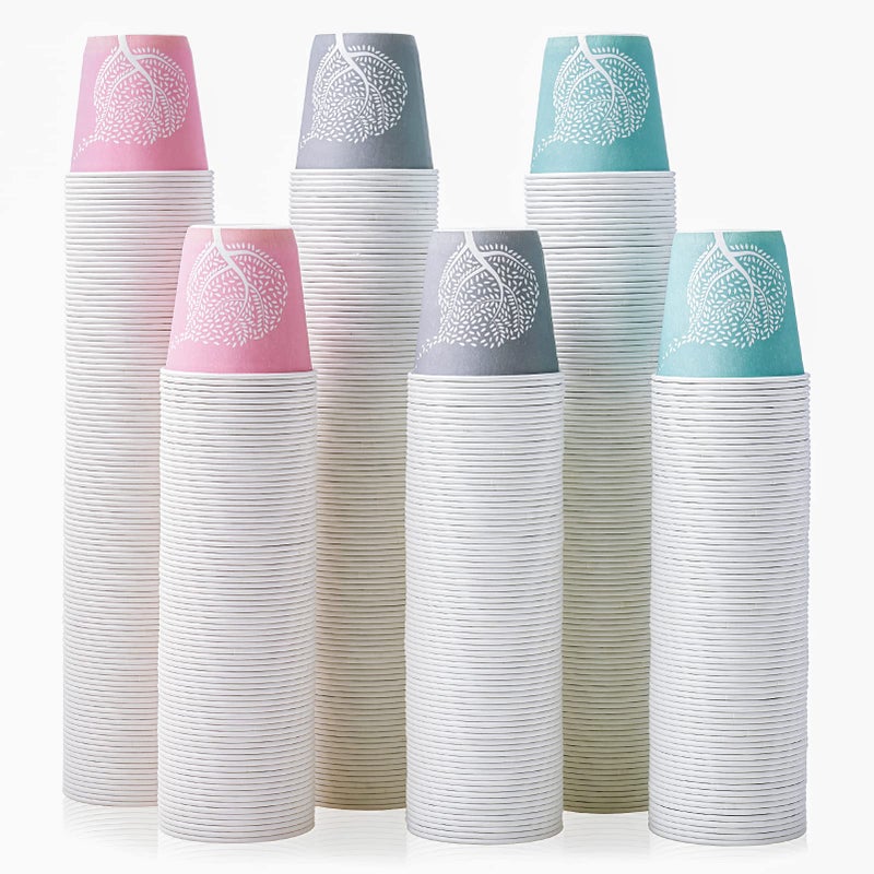LITOPAK 600 Pack 3oz Disposable Bathroom Cups Colorful Disposable Mouthwash Cups Small Disposable Cups Mini Paper Cups for Parties Picnics Barbecues Travel and Events
