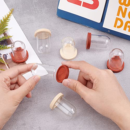 NBEADS 10 مجموعات من قبة الزهور الزجاجية الصغيرة الأبدية، علبة عرض زجاجية شفافة مع قاعدة خشبية ملونة، جرة جرس لقضاء عيد الحب وعيد الأم وزينة الزهور والحرف اليدوية، 1.6x1 - Image 3