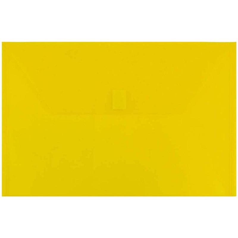 JAM PAPER Plastic Envelopes with Hook Loop Closure Legal Booklet 9 34 x 14 12 Yellow 12Pack