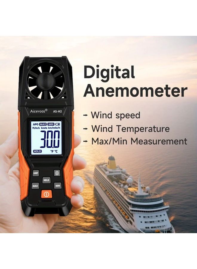 Handheld Digital Anemometer AS-H2 Wind Speed Meter Air Flow Temperature Tester for Meteorology Windsurfing Kite Flying Sailing Surfing Fishing - Image 4