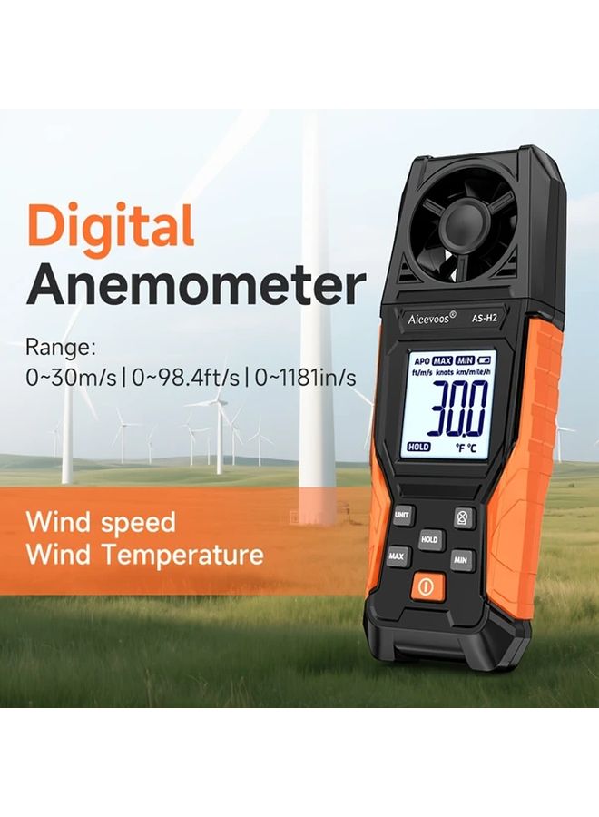 Handheld Digital Anemometer AS-H2 Wind Speed Meter Air Flow Temperature Tester for Meteorology Windsurfing Kite Flying Sailing Surfing Fishing - Image 5
