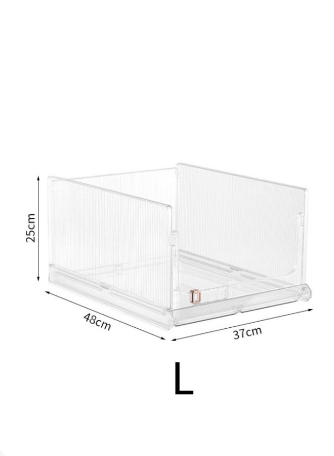 GGEROU 1-Piece Clear Plastic Stackable Clothes Storage Foldable Pull out Drawers Bins for Closet,48*37*25cm - Image 3