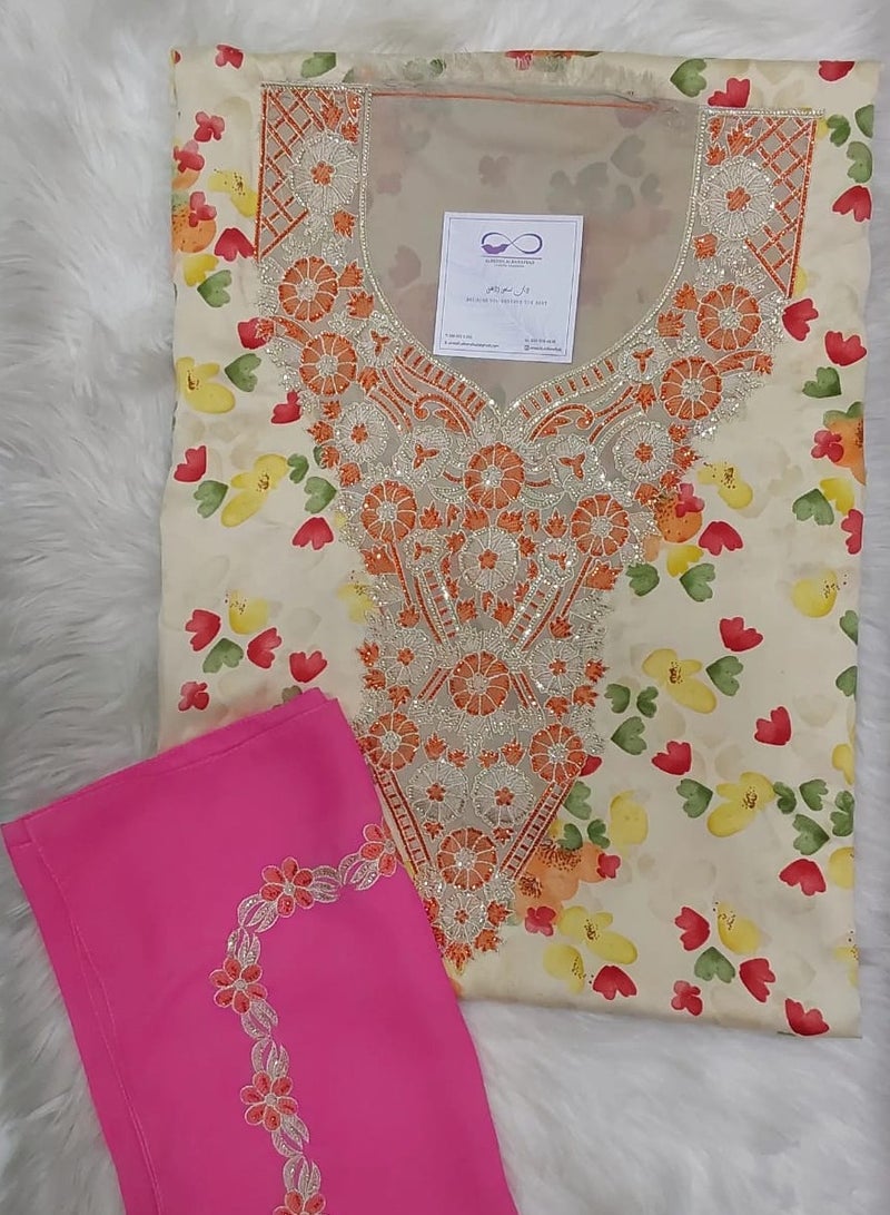 ALREESH ALBANAFSAJI Gulf Makhawir embroidery  Jalabiya embroidered without stitching - Image 1