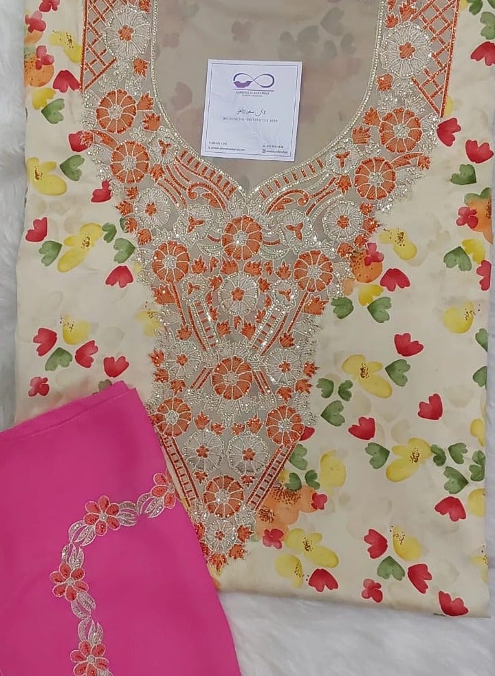 ALREESH ALBANAFSAJI Gulf Makhawir embroidery  Jalabiya embroidered without stitching - Image 2