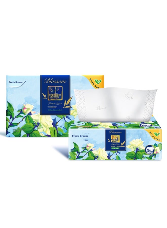APP Qingfeng Facial Tissues, Floral Extract 4-ply 80 Sheets*8 Packs S Size, Facial Tissues, Embossed, Toilet Paper, Napkins - Image 2