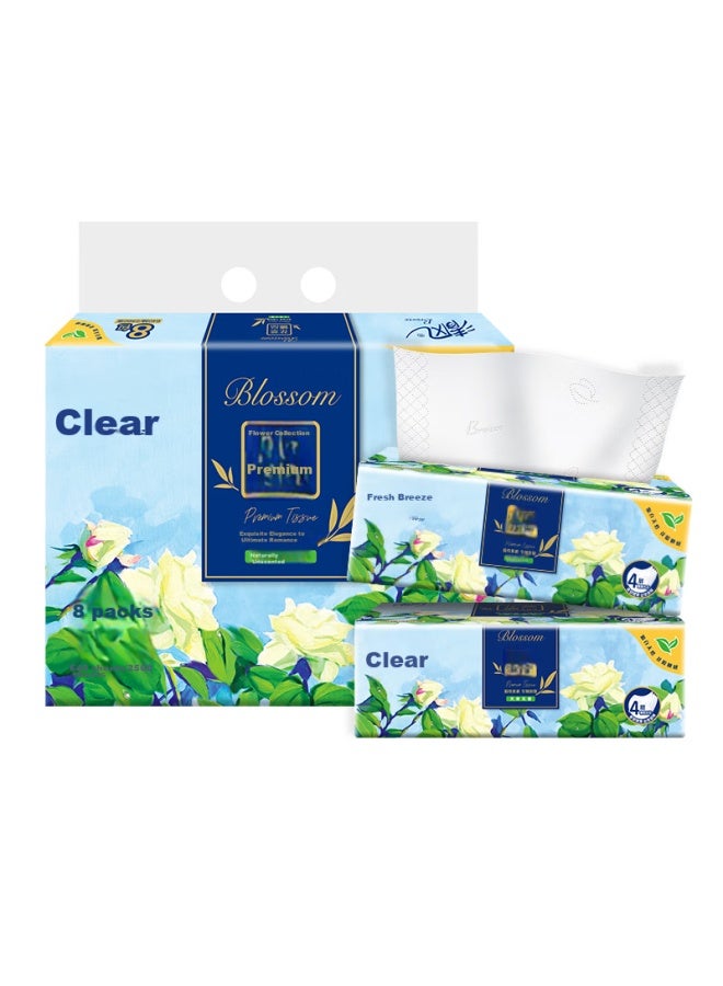 APP Qingfeng Facial Tissues, Floral Extract 4-ply 80 Sheets*8 Packs S Size, Facial Tissues, Embossed, Toilet Paper, Napkins - Image 1
