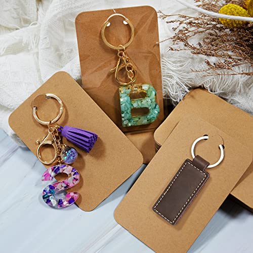 Temlum 100 Pcs Keychain Display Cards with Self-Sealing Bags, 3'' x 4.7'' Keychain Cards Holder for Display Keyring Cards Jewelry Packaging Supplies (Brown) - Image 5