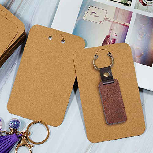 Temlum 100 Pcs Keychain Display Cards with Self-Sealing Bags, 3'' x 4.7'' Keychain Cards Holder for Display Keyring Cards Jewelry Packaging Supplies (Brown) - Image 3
