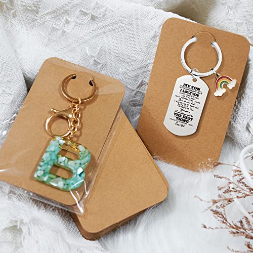 Temlum 100 Pcs Keychain Display Cards with Self-Sealing Bags, 3'' x 4.7'' Keychain Cards Holder for Display Keyring Cards Jewelry Packaging Supplies (Brown) - Image 4