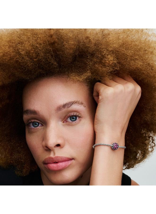 PANDORA Sparkling Pavé Round Pink Charm - Image 4