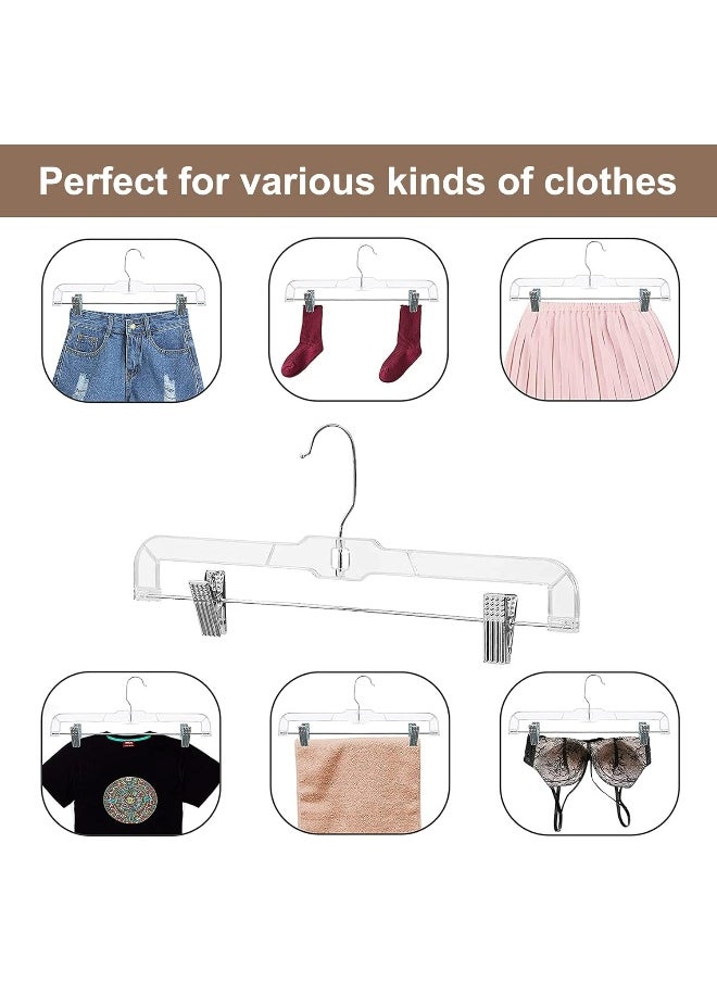 HOUSE DAY - HOUSE DAY Skirt Hangers Pants Hangers with Clips Clear Plastic Pants Hangers with 2-Adjustable Clips Non-Slip Pants Hangers Space Saving for Closet Clip Hangers for Pant, Skirts, Shorts, Pack of 50 - Image 1