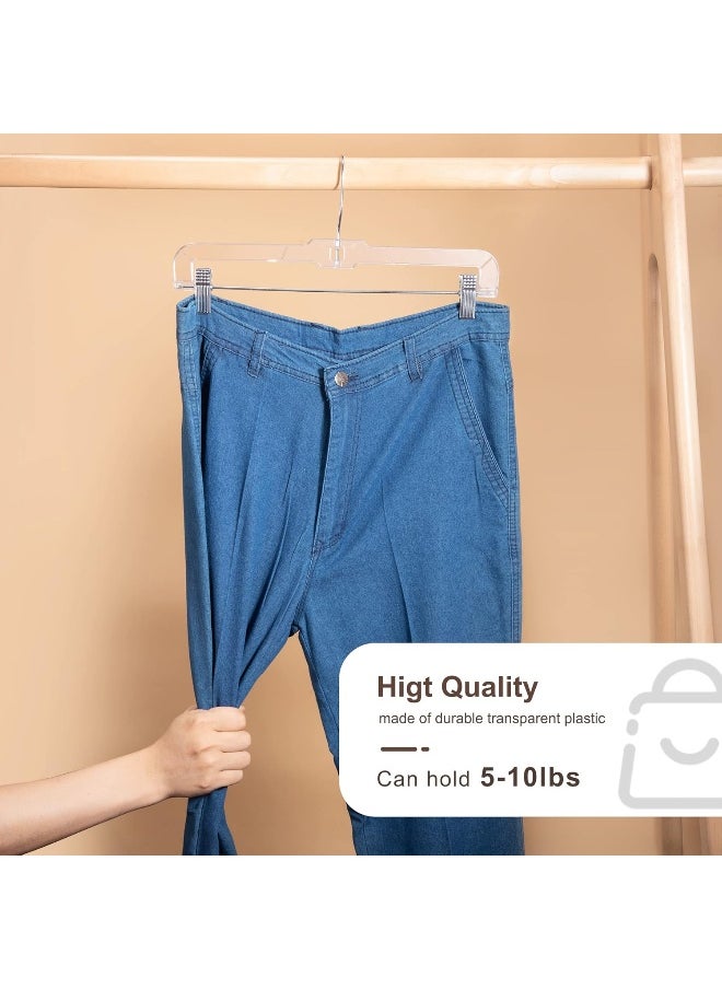 HOUSE DAY - HOUSE DAY Skirt Hangers Pants Hangers with Clips Clear Plastic Pants Hangers with 2-Adjustable Clips Non-Slip Pants Hangers Space Saving for Closet Clip Hangers for Pant, Skirts, Shorts, Pack of 50 - Image 1