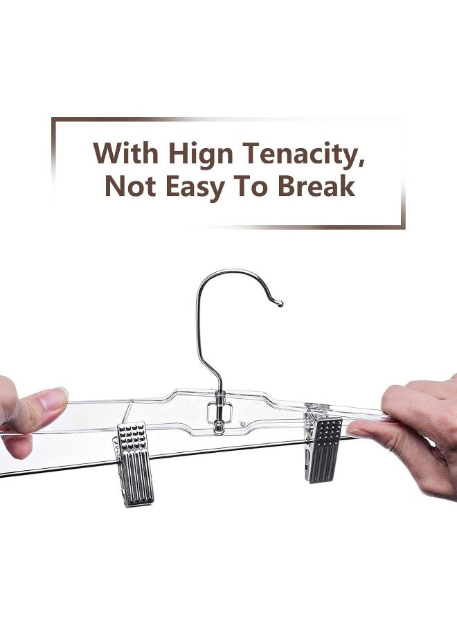 HOUSE DAY - HOUSE DAY Skirt Hangers Pants Hangers with Clips Clear Plastic Pants Hangers with 2-Adjustable Clips Non-Slip Pants Hangers Space Saving for Closet Clip Hangers for Pant, Skirts, Shorts, Pack of 50 - Image 1