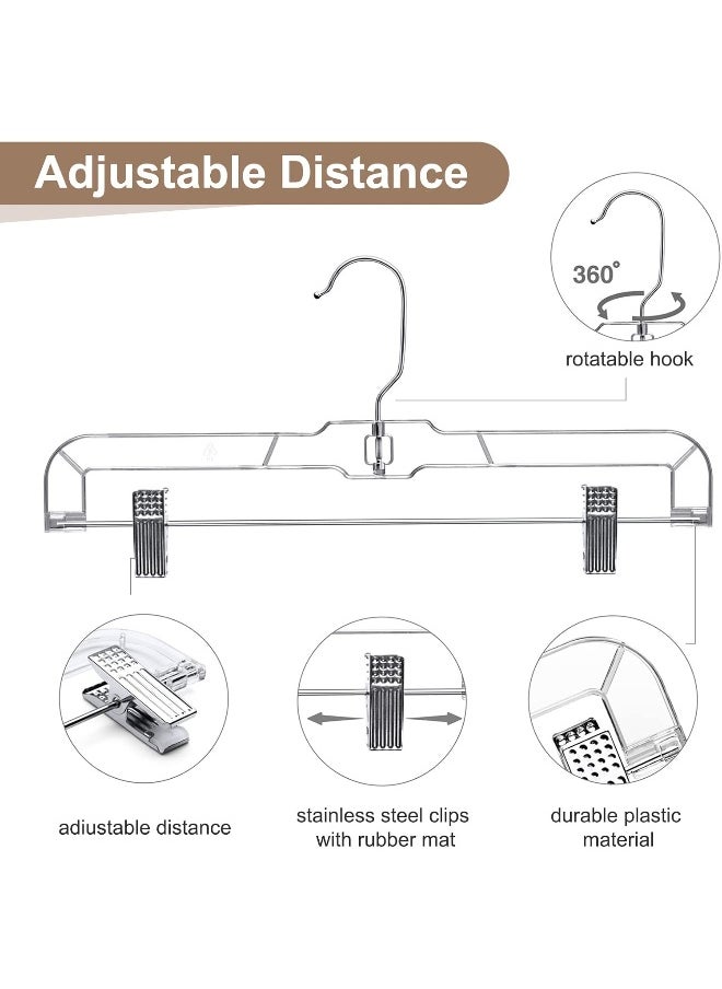 HOUSE DAY - HOUSE DAY Skirt Hangers Pants Hangers with Clips Clear Plastic Pants Hangers with 2-Adjustable Clips Non-Slip Pants Hangers Space Saving for Closet Clip Hangers for Pant, Skirts, Shorts, Pack of 50 - Image 1
